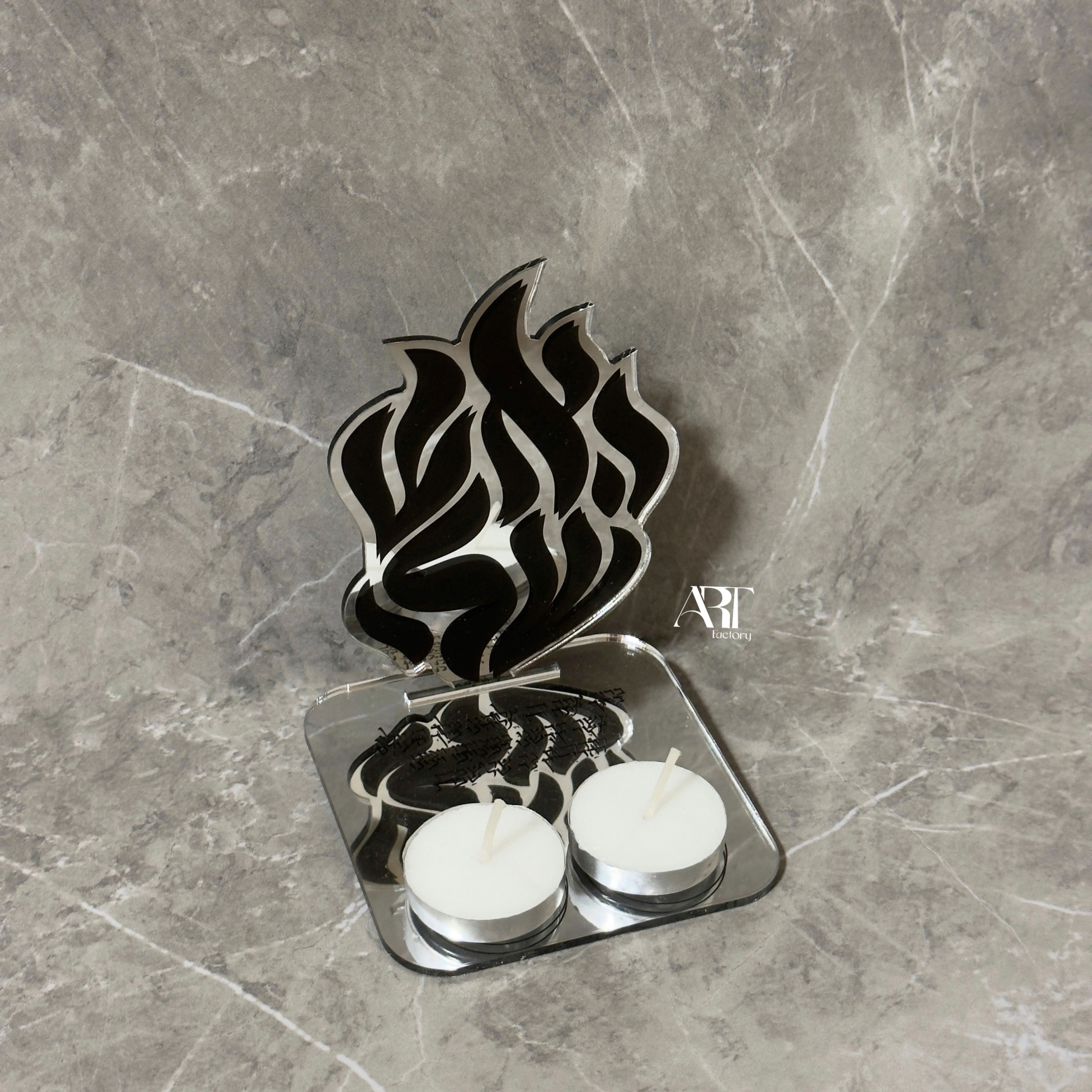 מגשון נרות שבת האש שלי שחור – תמונה 2