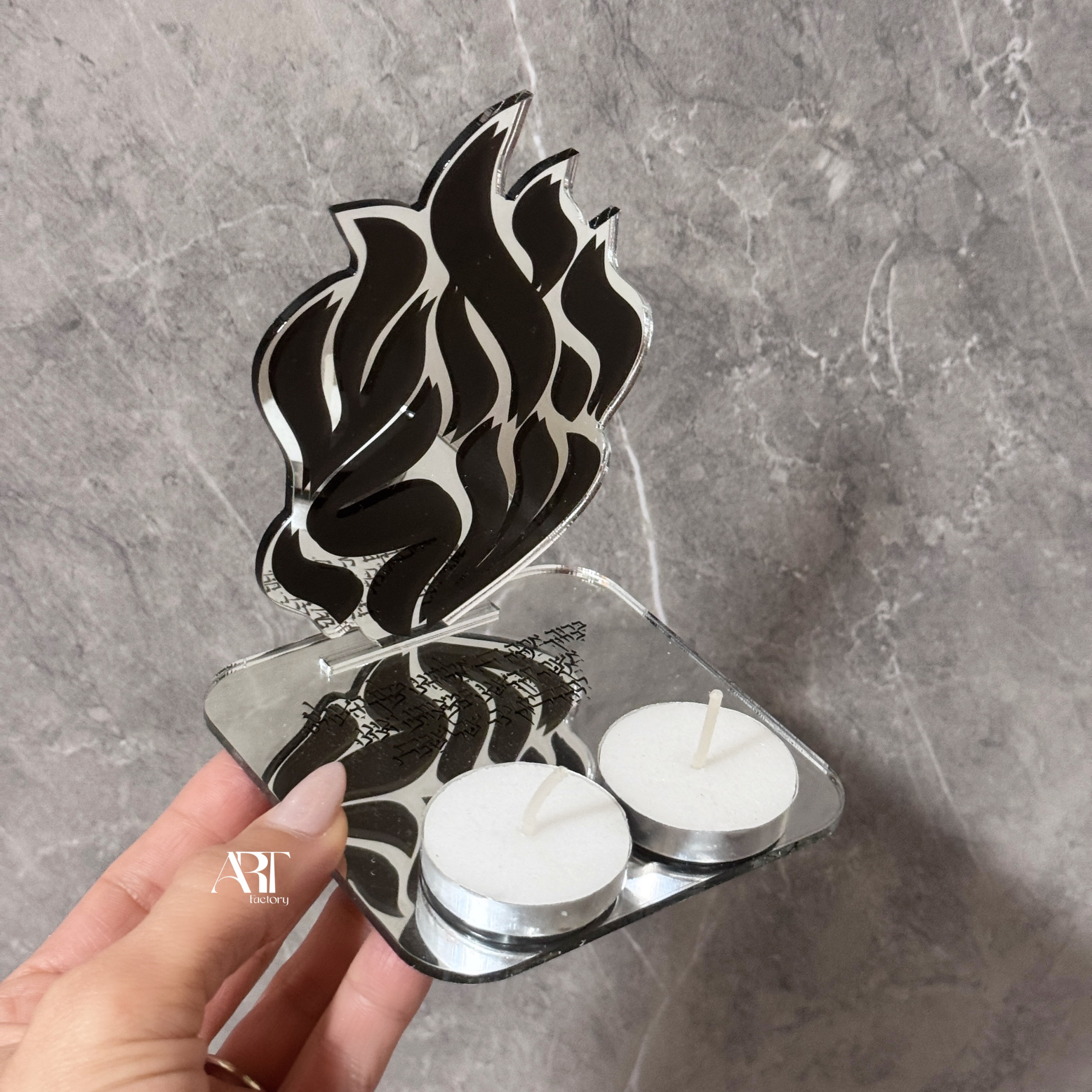 מגשון נרות שבת האש שלי שחור