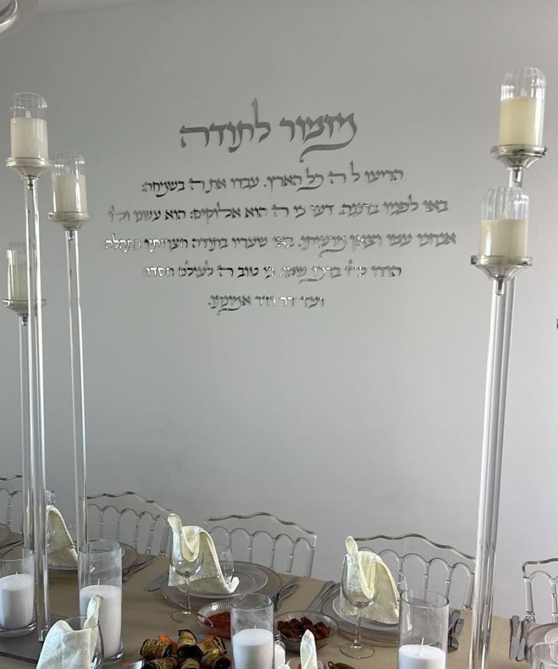 ברכה על קיר אותיות מרחפות